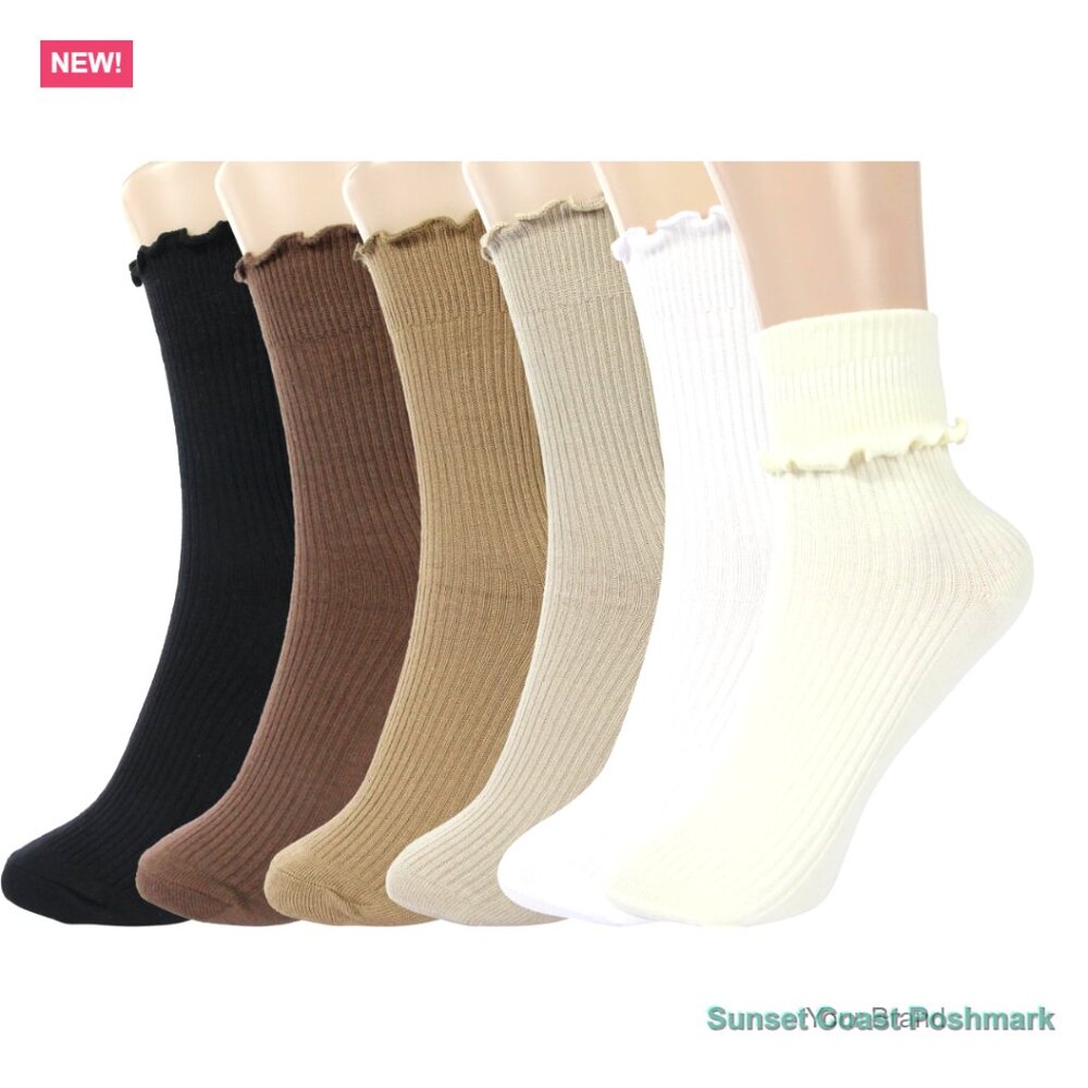 Lightweight Cotton Ruffle Socks with Turn-Cuff Frilly Design